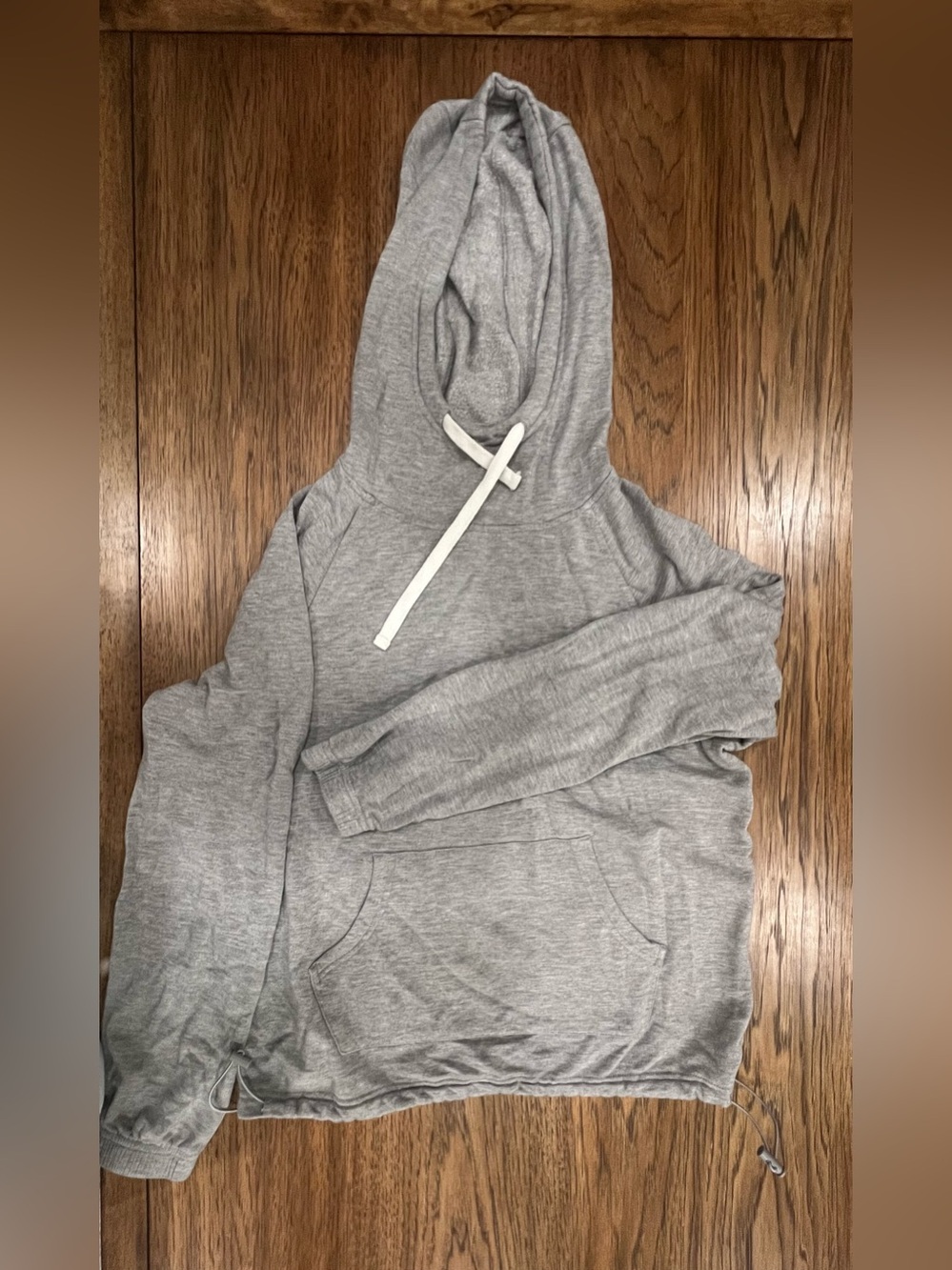Gray Hooded Pullover Top